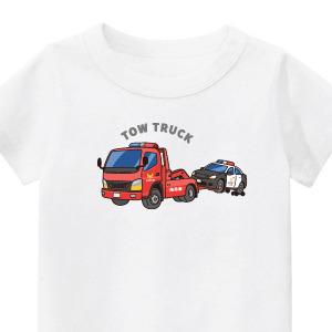 兒童｜KV獨家限定款｜台灣原創T短袖 T11拖吊車白