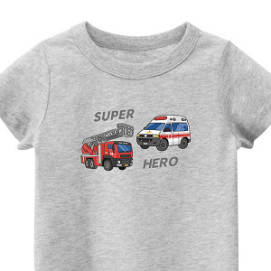 兒童｜KV獨家限定款｜台灣原創T短袖 T34雙拼消防灰