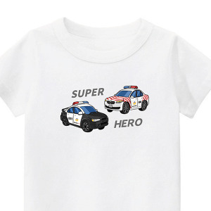 兒童｜KV獨家限定款｜台灣原創T短袖 T33雙拼警車白