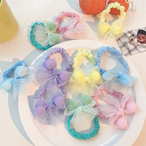 糖果色蝴蝶結髮圈 2入組