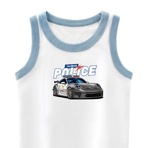 兒童｜KV獨家限定款｜台灣原創T背心 T29超跑警車背心白