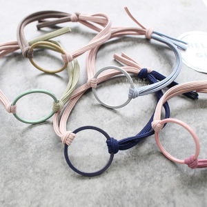 撞色圓形綁帶造型髮圈