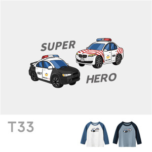 兒童｜KV獨家限定款｜台灣原創T長袖 T33雙拼警車