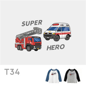 兒童｜KV獨家限定款｜台灣原創T長袖 T34雙拼消防
