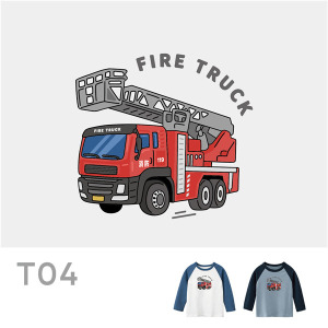 兒童｜KV獨家限定款｜台灣原創T長袖 T04消防車