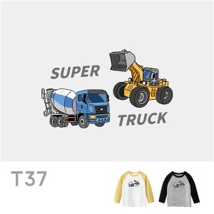 兒童｜KV獨家限定款｜台灣原創T長袖 T37雙拼水泥車