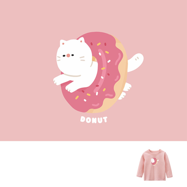 兒童｜KV獨家限定款｜台灣原創T長袖 甜甜圈貓粉