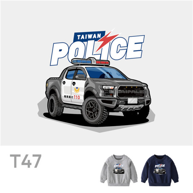 兒童｜KV獨家限定款｜台灣原創大學T長袖 T47皮卡警車