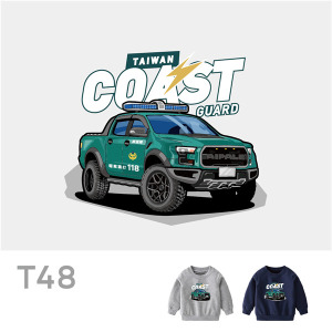兒童｜KV獨家限定款｜台灣原創大學T長袖 T48皮卡海巡車