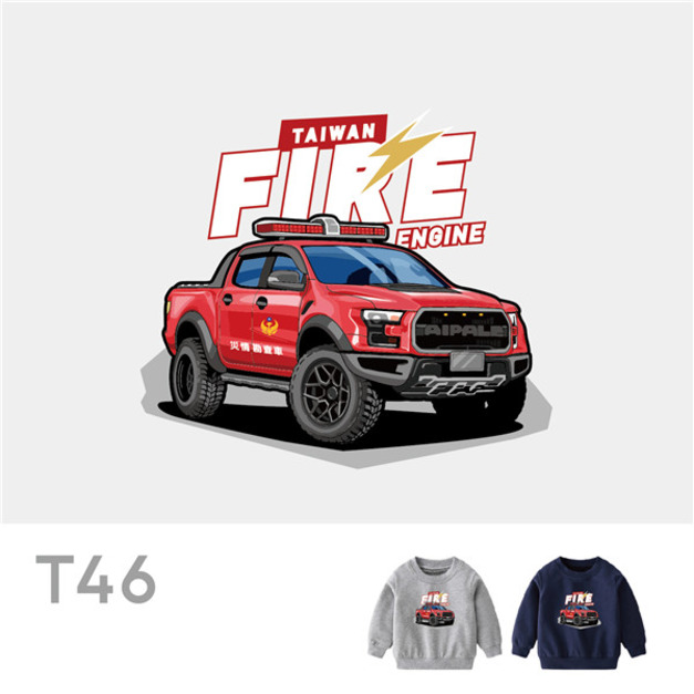 兒童｜KV獨家限定款｜台灣原創大學T長袖 T46皮卡勘災車