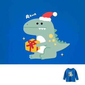 兒童｜KV獨家限定款｜聖誕台灣原創T長袖 恐龍交換禮物