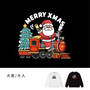 大童/大人｜KV獨家限定款｜聖誕台灣原創大學T長袖 聖誕小火車