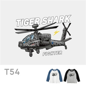 兒童｜KV獨家限定款｜台灣原創T長袖 T54虎斑鯊戰機