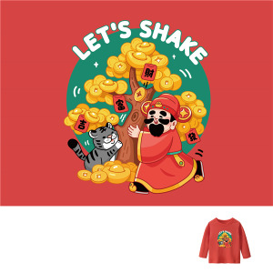 兒童｜KV獨家限定款｜新年台灣原創T長袖 搖錢財神爺