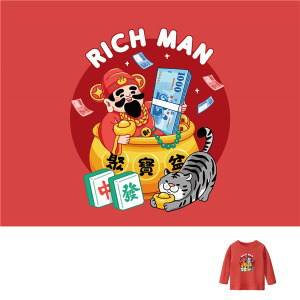 兒童｜KV獨家限定款｜新年台灣原創T長袖 聚寶財神爺