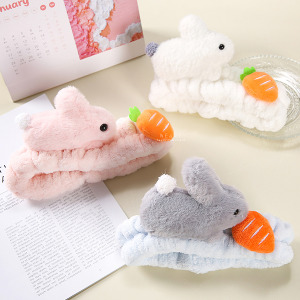 立體萌兔吃紅蘿蔔造型洗臉髮帶
