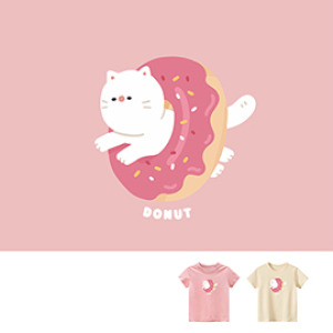 兒童｜KV獨家限定款｜台灣原創T短袖 甜甜圈貓粉