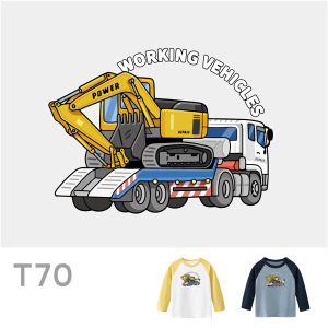 兒童｜KV獨家限定款｜台灣原創T長袖 T70載運怪手