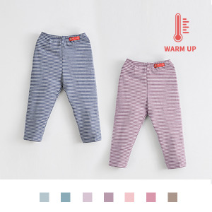 台灣製造極暖輕薄升溫發熱褲莫蘭迪色系 小童超細條長褲