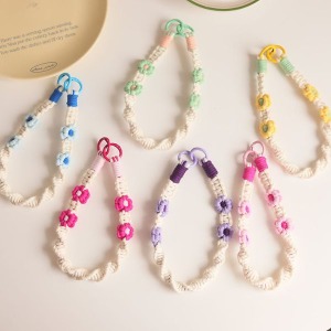 糖果色小花編織手機掛繩