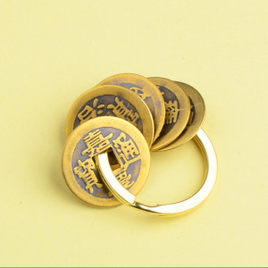 五帝錢黃銅迷你吊飾