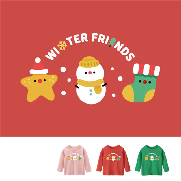 兒童｜KV獨家限定款｜聖誕台灣原創T長袖 C雪人好朋友
