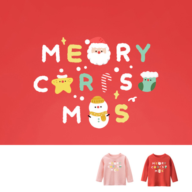 兒童｜KV獨家限定款｜聖誕台灣原創T長袖 繽紛字母