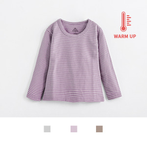 台灣製造極暖輕薄升溫發熱衣莫蘭迪色系 女超細條圓領