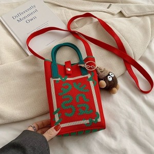 新年針織手提斜背包