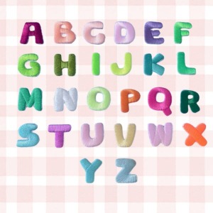彩色英文字母刺繡貼