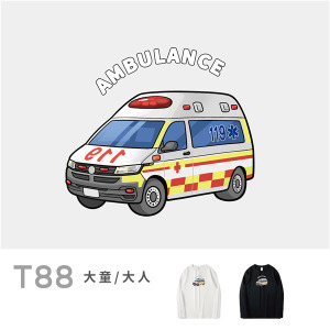 大童/大人｜KV獨家限定款｜台灣原創大人長袖 T88格紋救護車