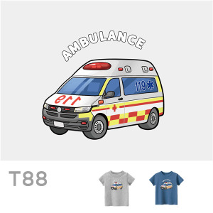兒童｜KV獨家限定款｜台灣原創T短袖 T88格紋救護車