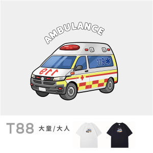 大童/大人｜KV獨家限定款｜台灣原創T短袖 T88格紋救護車
