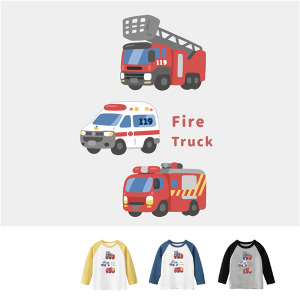 兒童｜KV獨家限定款｜台灣原創T長袖 Q版消防