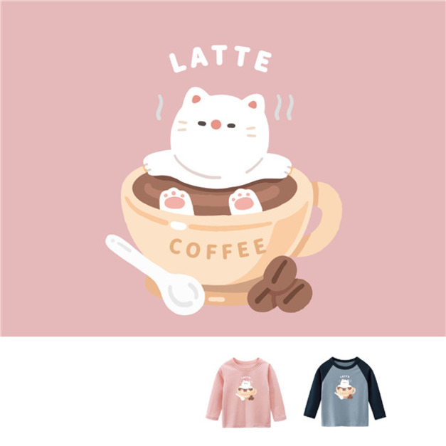 兒童｜KV獨家限定款｜台灣原創T長袖 拿鐵貓