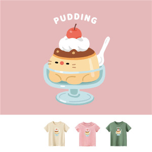 兒童｜KV獨家限定款｜台灣原創T短袖 布丁貓