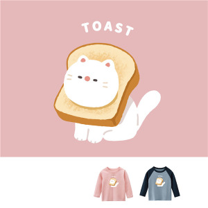 兒童｜KV獨家限定款｜台灣原創T長袖 吐司貓