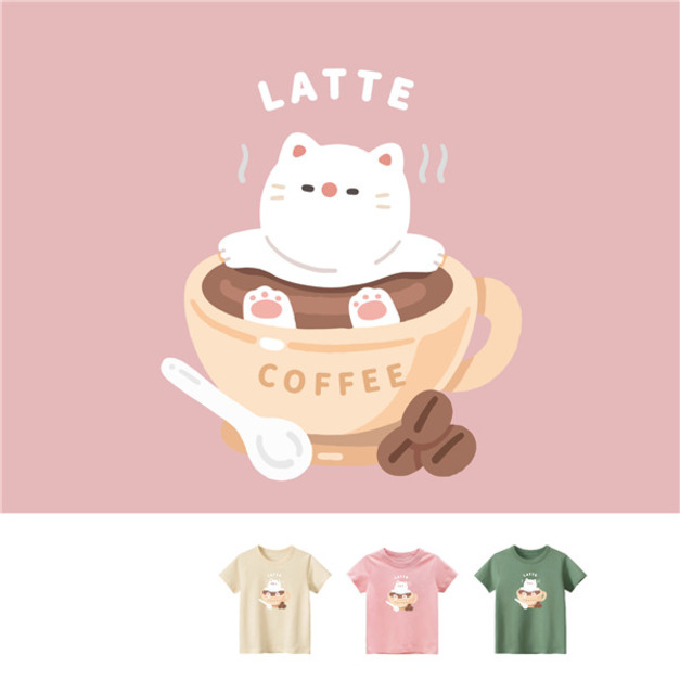 兒童｜KV獨家限定款｜台灣原創T短袖 拿鐵貓