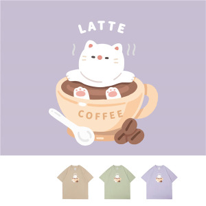 大童/大人｜KV獨家限定款｜台灣原創T短袖 拿鐵貓