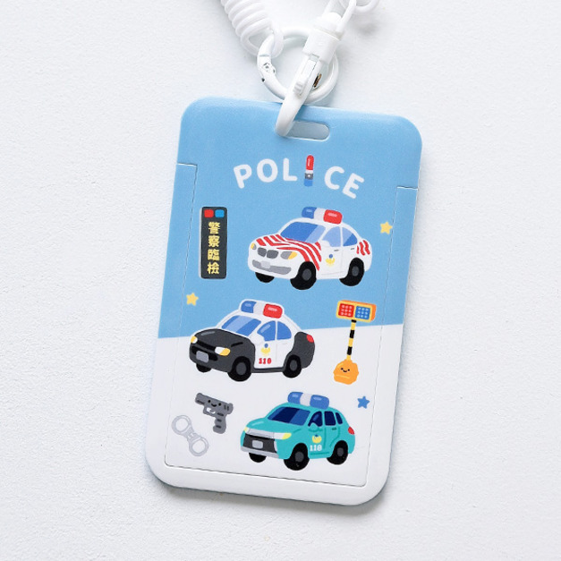 ｜KV獨家限定款｜Q版英雄車雙面證件卡套+彈簧繩組 Q版警察