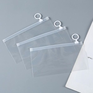 透明霧感拉環文具收納袋五入