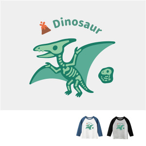 兒童｜KV獨家限定款｜台灣原創T長袖 骨頭翼龍