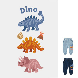 預購 兒童｜KV獨家限定款｜台灣原創長褲 三拼骨頭恐龍B