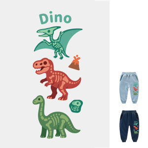 預購 兒童｜KV獨家限定款｜台灣原創長褲 三拼骨頭恐龍A