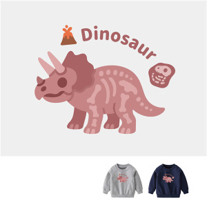 兒童｜KV獨家限定款｜台灣原創大學T長袖 骨頭三角龍