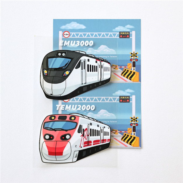 火車造型行李箱水晶貼明信片組 EMU3000+TEMU2000