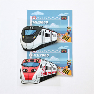 火車造型行李箱水晶貼明信片組 EMU3000+TEMU2000