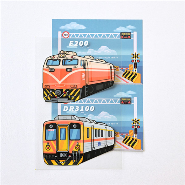 火車造型行李箱水晶貼明信片組 E200+DR3100