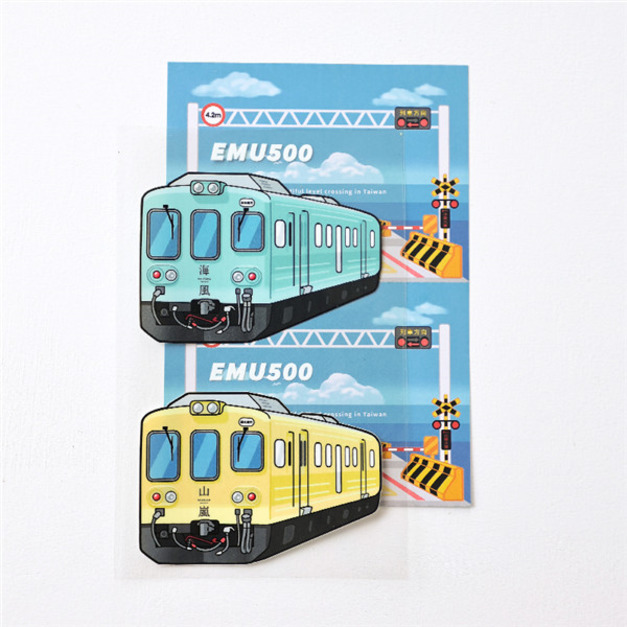 火車造型行李箱水晶貼明信片組 海風號+山嵐號