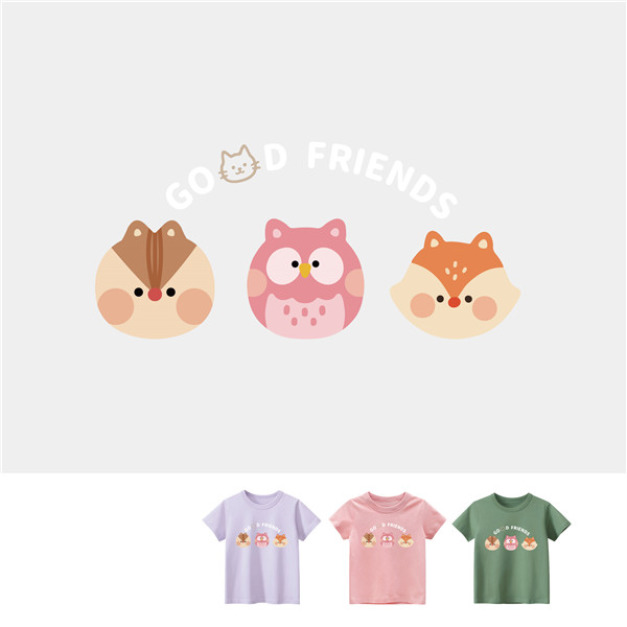 兒童｜KV獨家限定款｜台灣原創T短袖 貓頭鷹好朋友